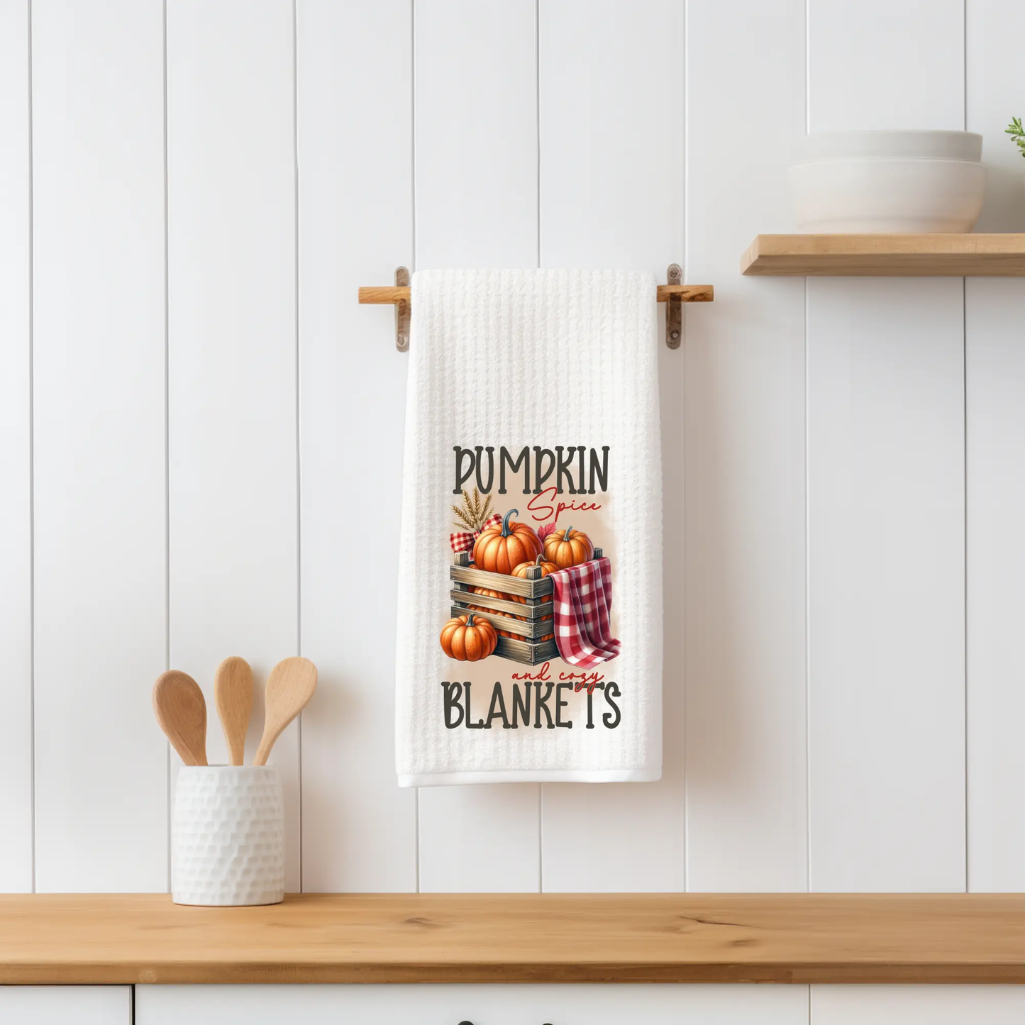 Pumpkin Spice & Cozy Blankets Towel | Fall Kitchen Décor Graphink Fusion