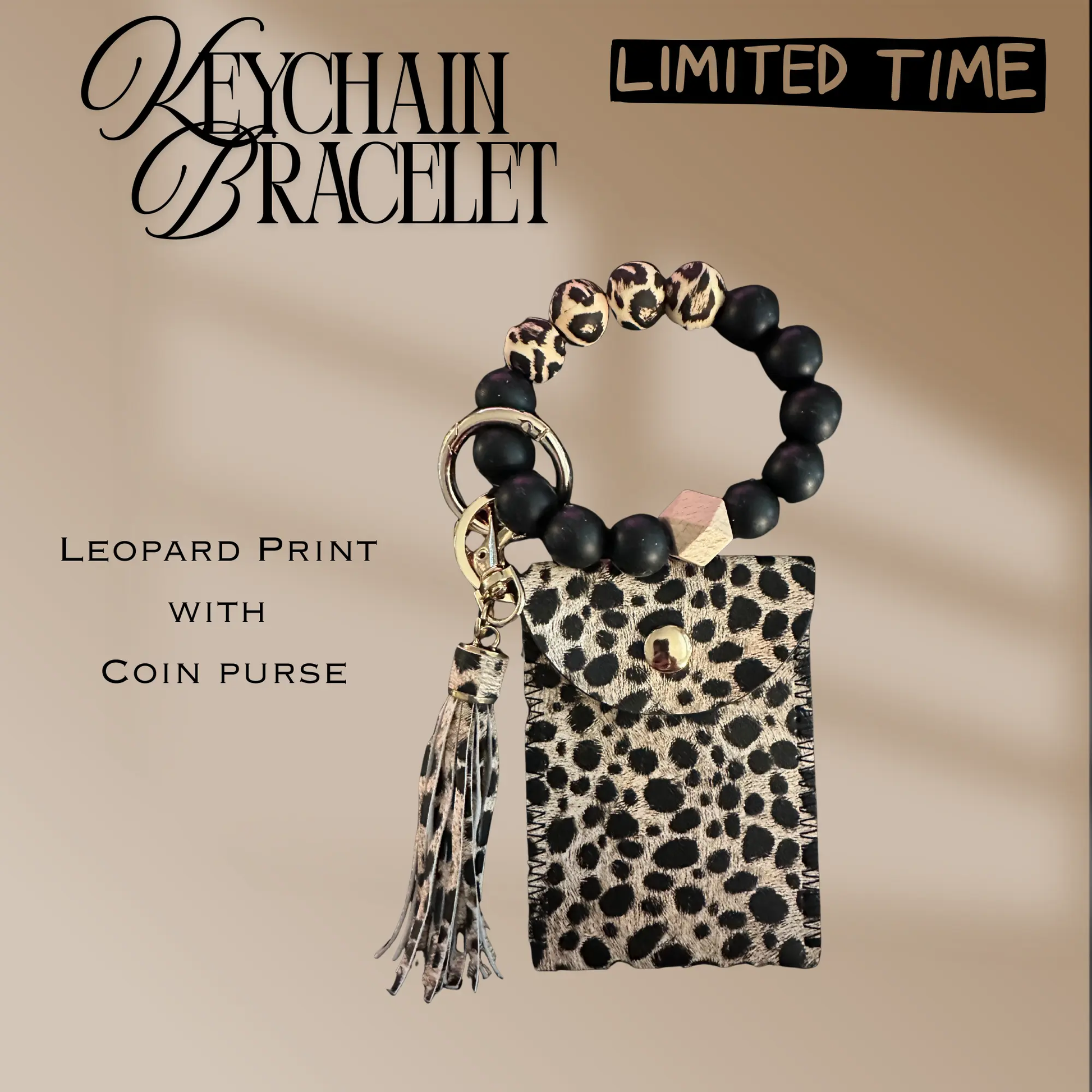 Leopard Print Keychain Bracelet with Coin Purse | Chic Gift Graphink Fusion