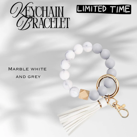 Marble White & Grey Keychain Bracelet | Elegant Everyday Style Graphink Fusion
