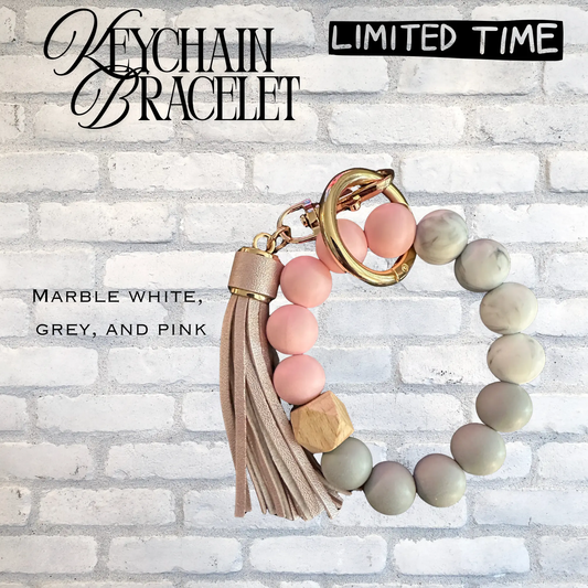 Marble Pink & Grey Keychain Bracelet | Chic Gift for Her Graphink Fusion