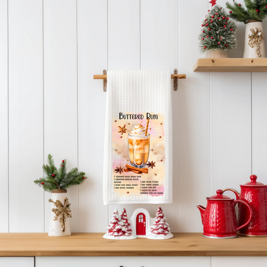 Buttered Rum Recipe Tea Towel