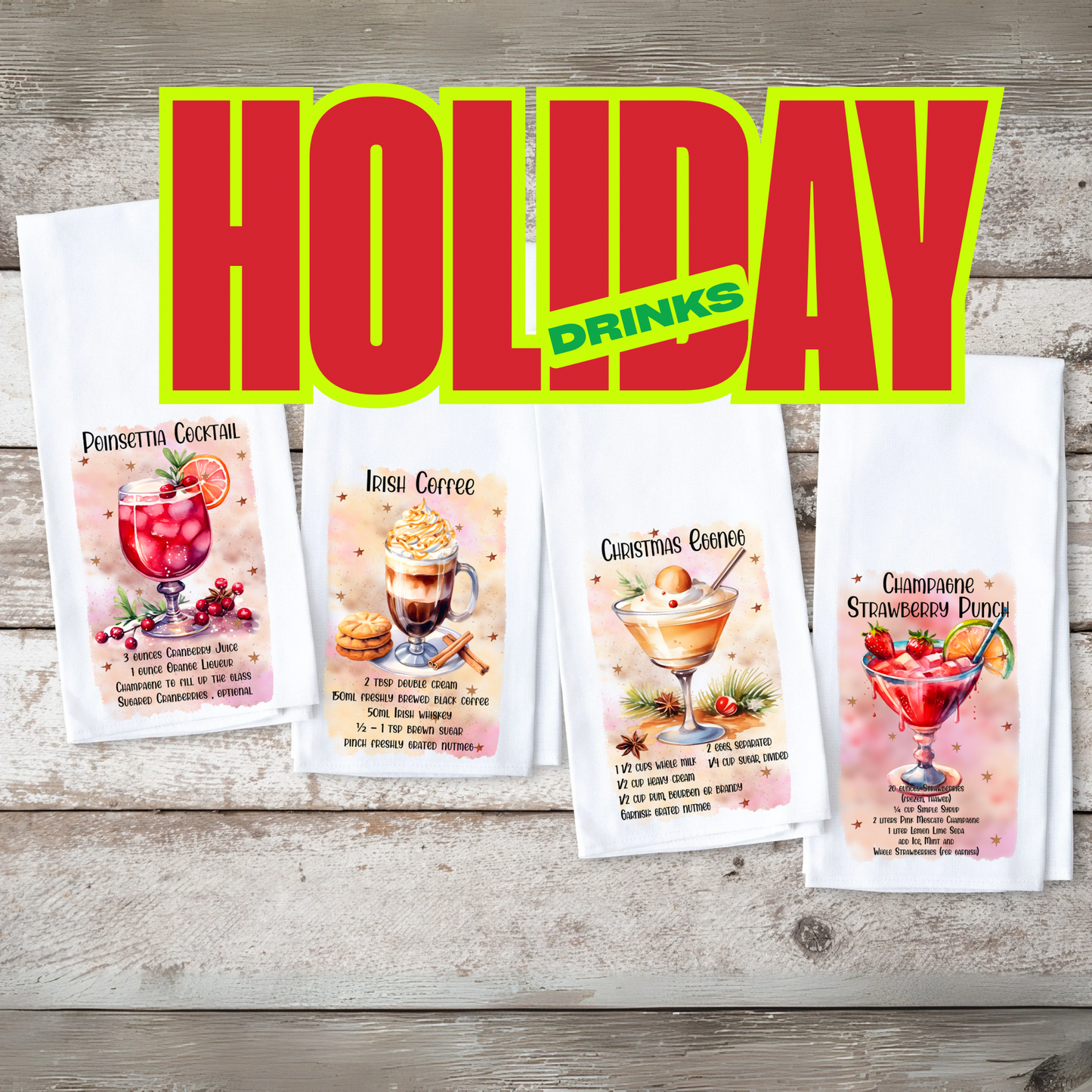Christmas Eggnog Tea Towel