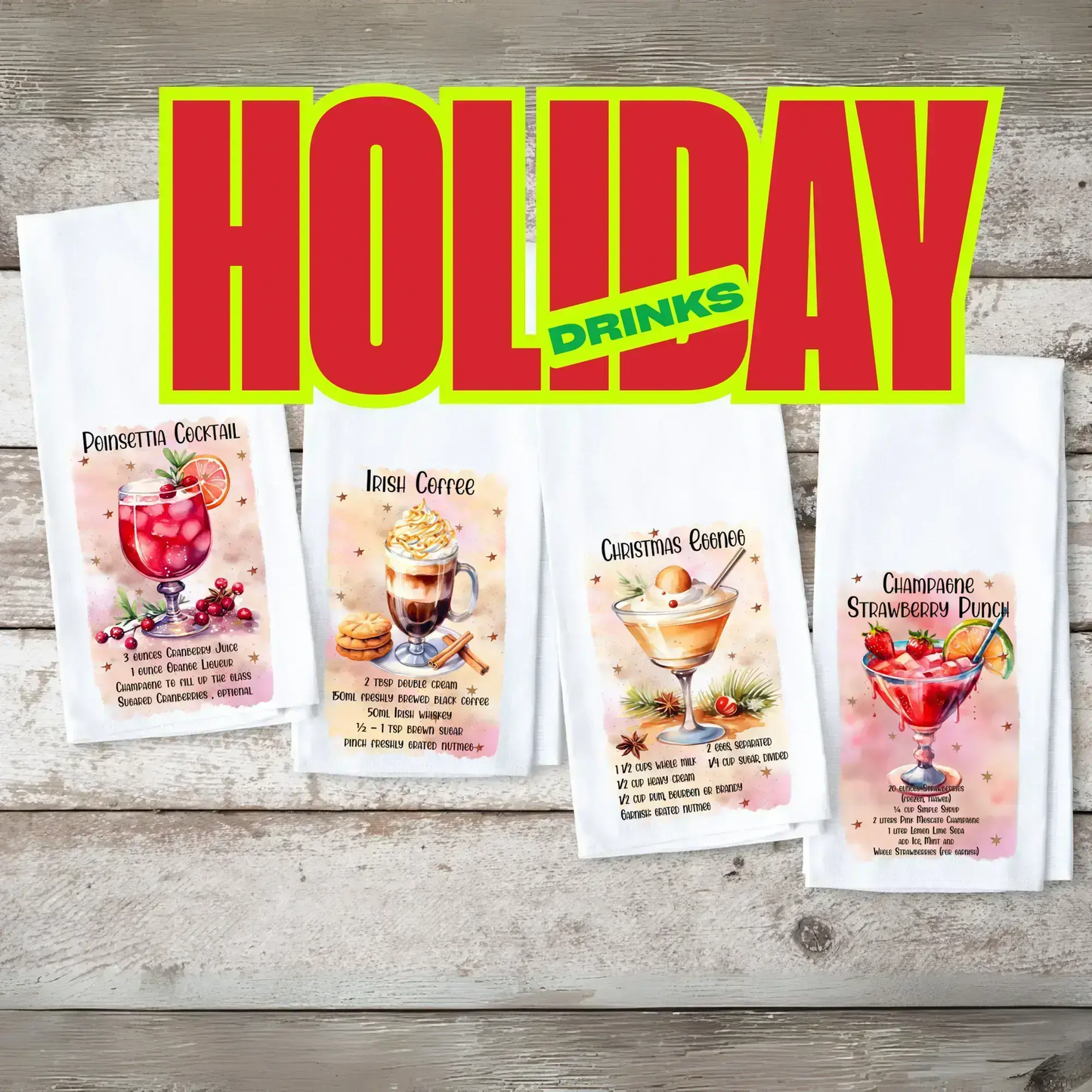 Holiday Drinks Tea Towel Collection Image 1 of 3