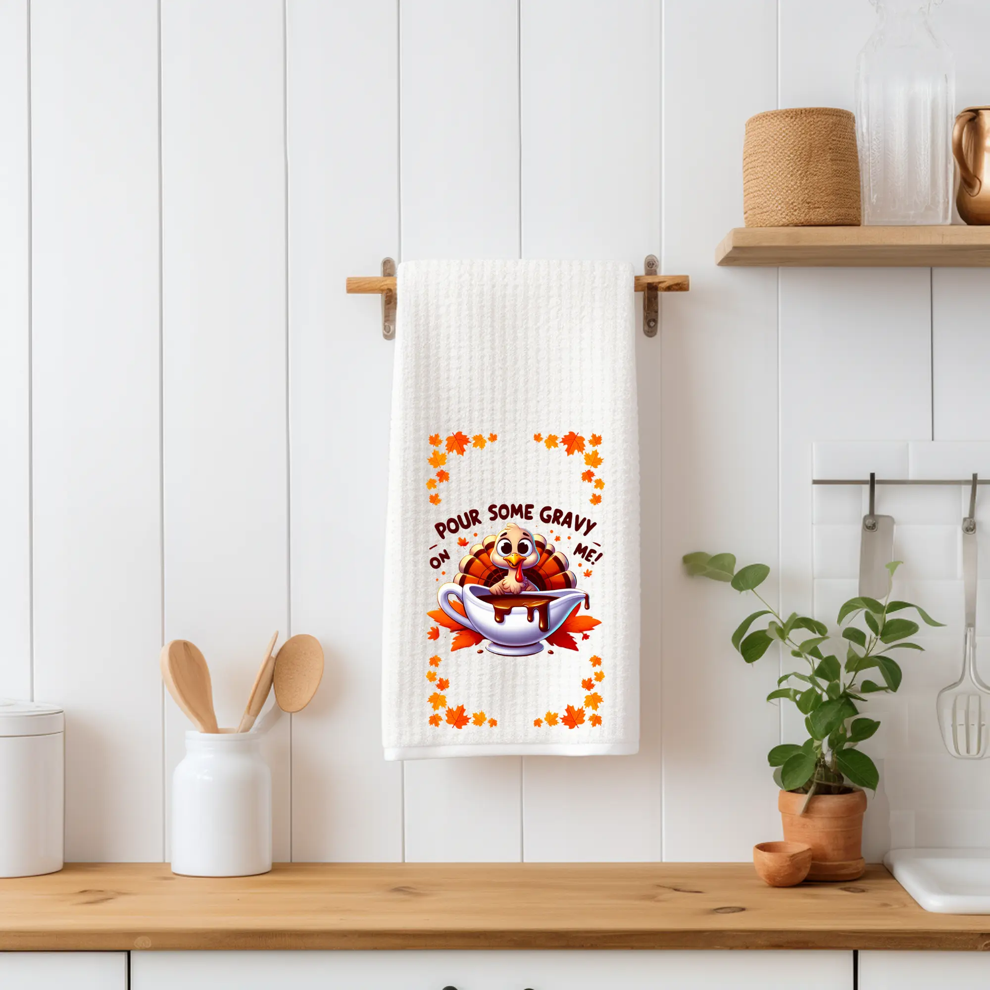 Pour Some Gravy on Me Towel | Funny Thanksgiving Décor Graphink Fusion