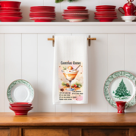 Christmas Eggnog Recipe Tea Towel