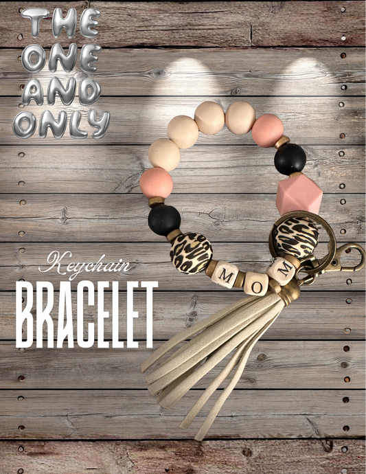 Limited Stock Keychain Bracelet - MOM | Neutral Silicone Beads Graphink Fusion
