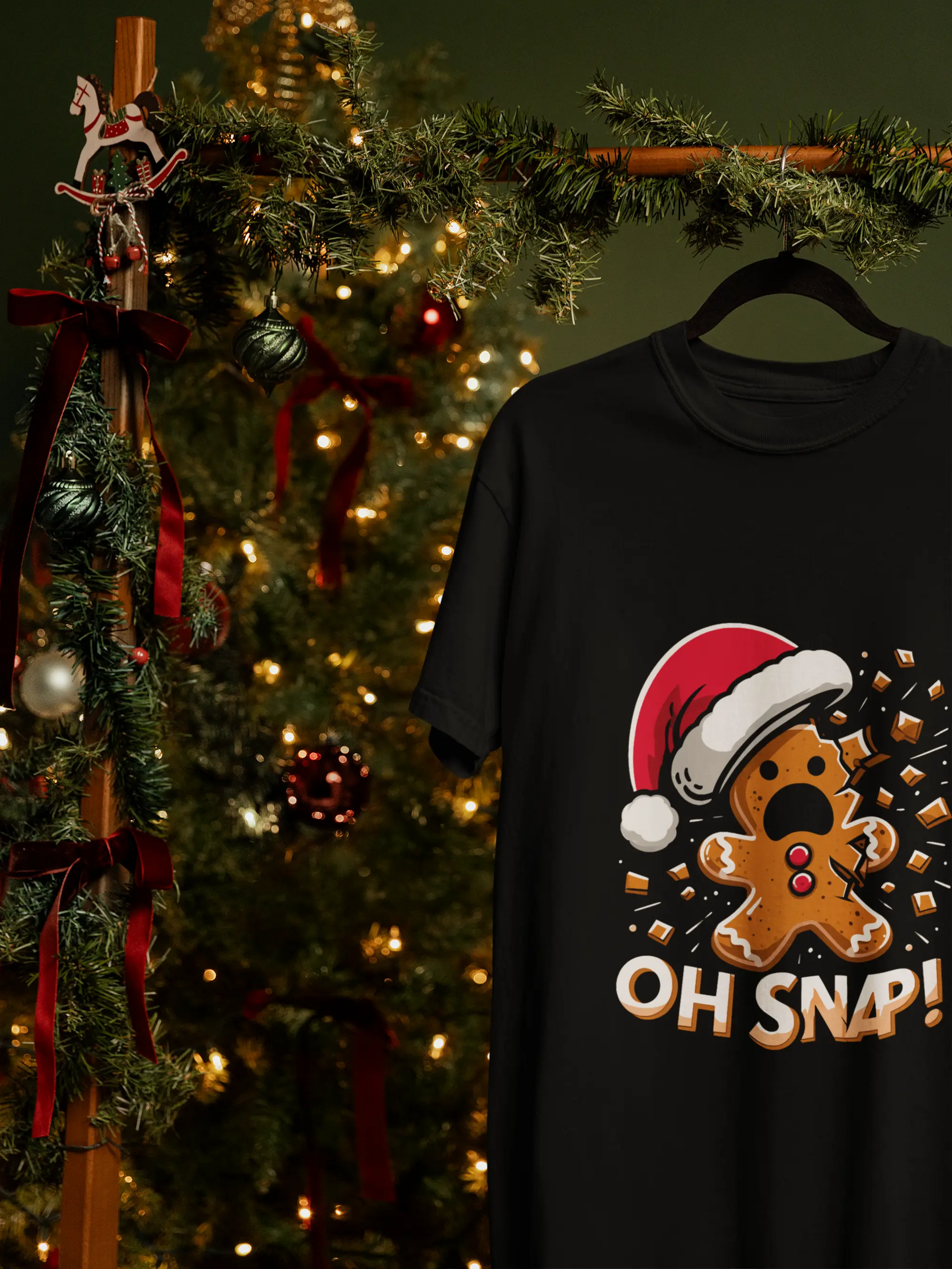 Oh Snap Gingerbread Christmas Tee | Funny Holiday Graphic Shirt Graphink Fusion