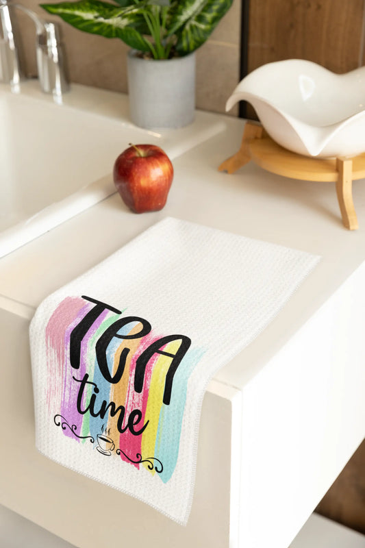 Tea Time – Colorful Tea Lover Kitchen Tea Towel Graphink Fusion