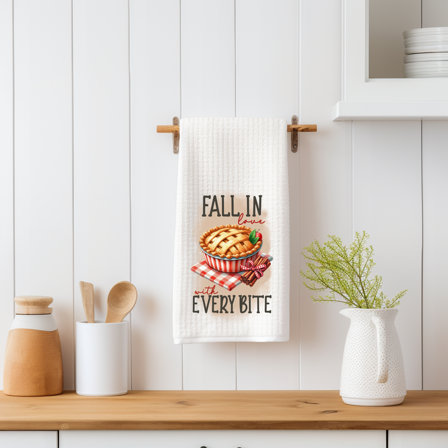 Fall in Love with Every Bite Tea Towel