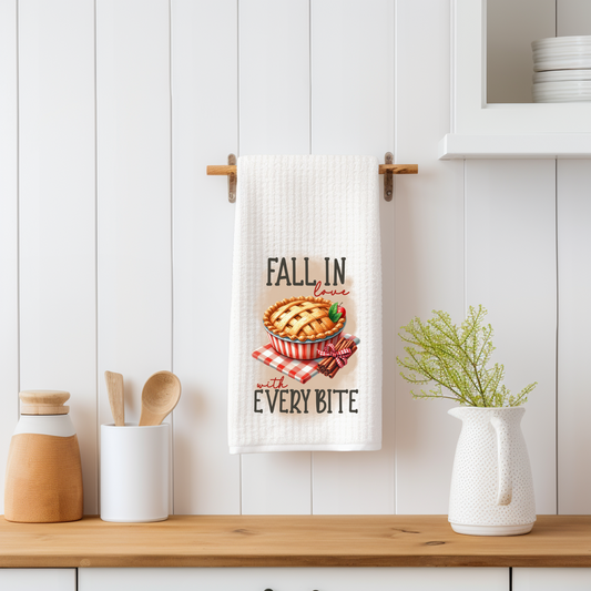 Fall in Love with Every Bite Tea Towel
