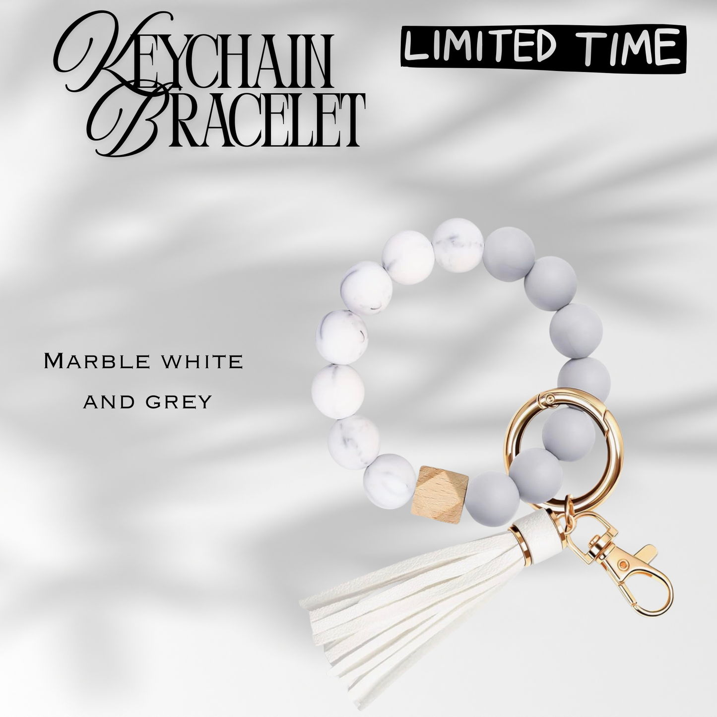 Marble and White Grey Keychain Bracelet