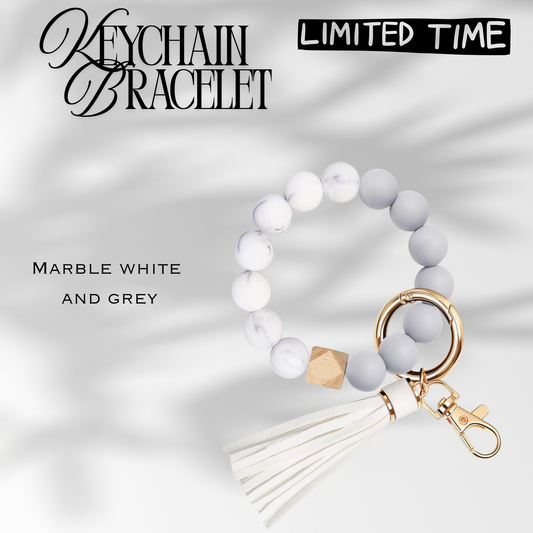 Marble and White Grey Keychain Bracelet