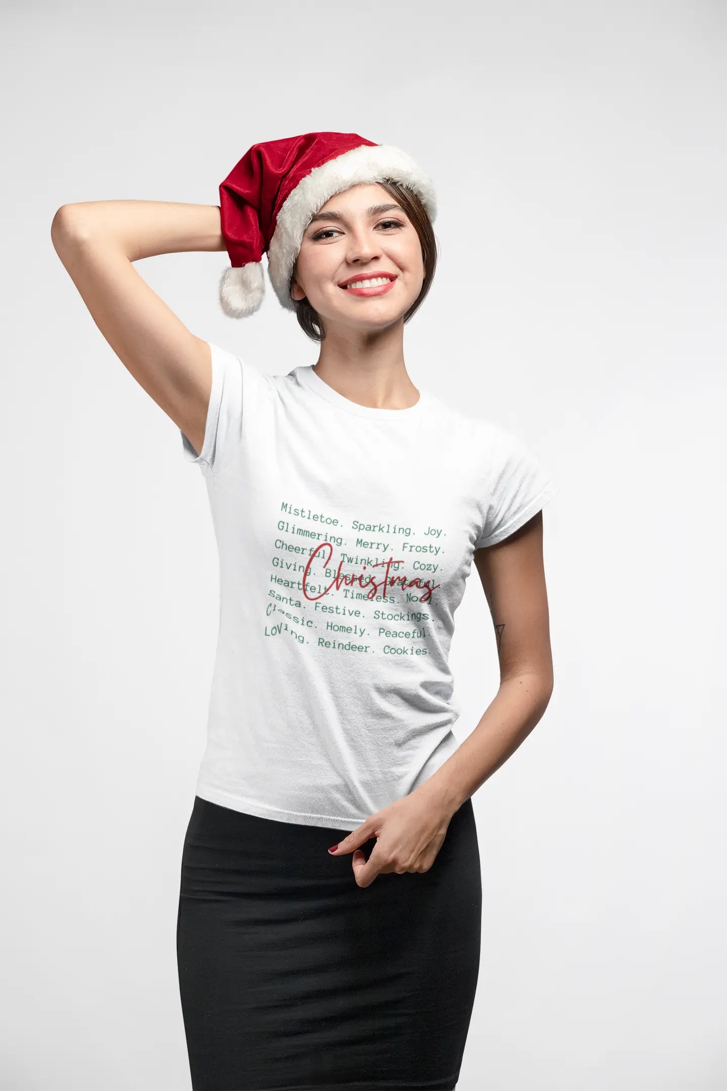 Christmas Word Cloud Tee | Festive Holiday Graphic Shirt (Poly/Cotton) Graphink Fusion