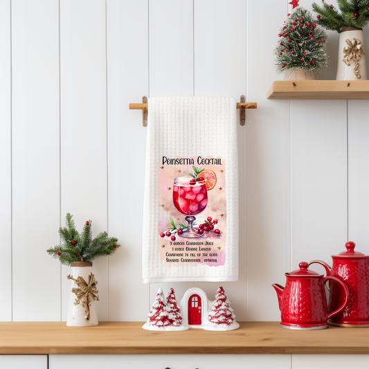 Poinsettia Cocktail Tea Towel
