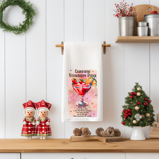 Champagne Strawberry Punch Tea Towel