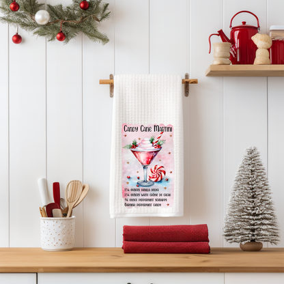 Candy Cane Martini Tea Towel