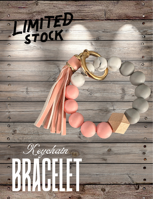 Limited Edition Marble White, Pink, and Grey Keychain Bracelet