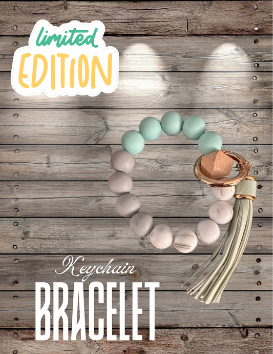 Limited Edition Marble White, Grey, and Seafoam Green Keychain Bracelet