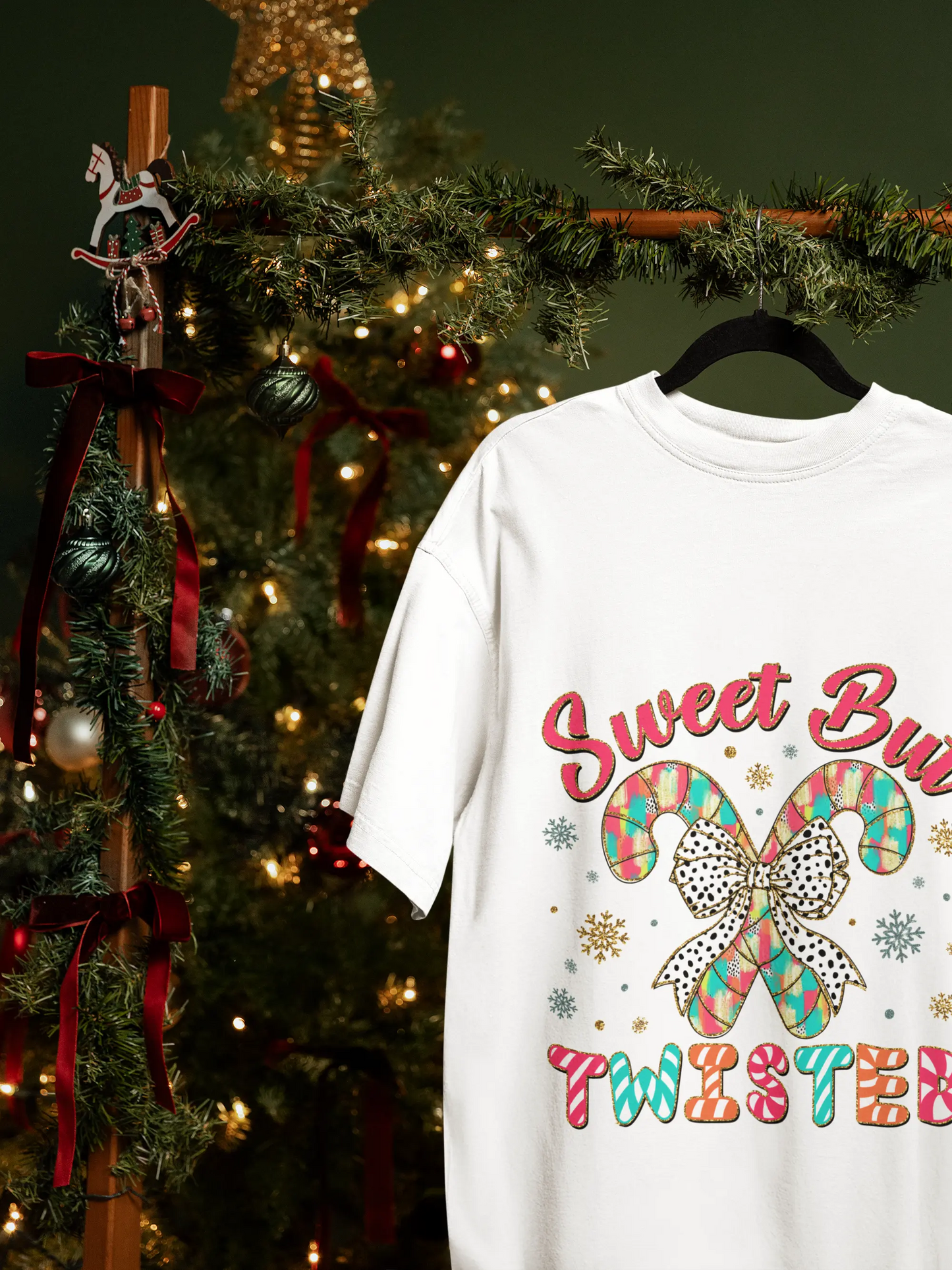 Sweet But Twisted Christmas Tee | Funny Candy Cane Poly/Cotton Shirt Graphink Fusion