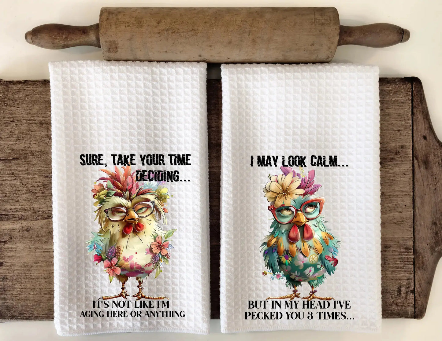 Funny Chicken Tea Towel – “I May Look Calm” Sarcastic Kitchen Towel Graphink Fusion