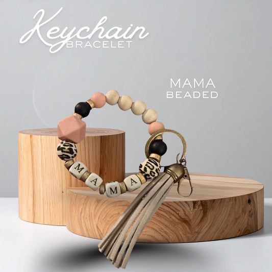 Mama Beaded Keychain Bracelet – Handmade Wristlet Keychain for Moms Graphink Fusion